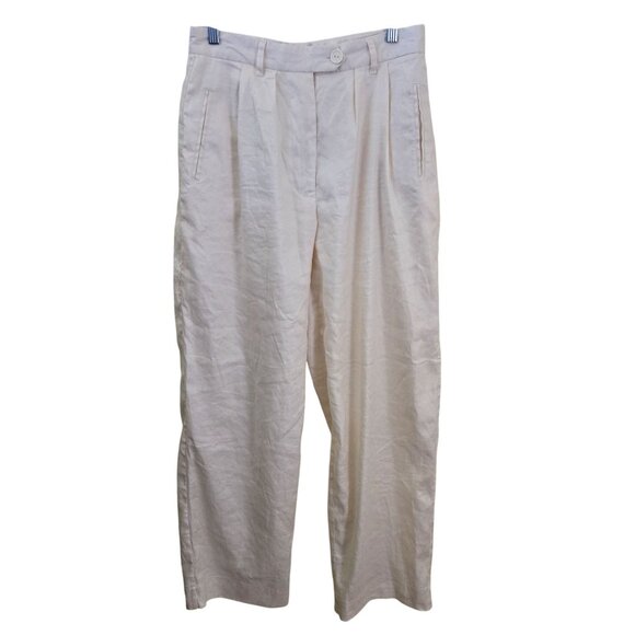 Anthropologie Corey Lynn Calter Pleated Wide Leg Linen Blend Pants Size M - Picture 2 of 7